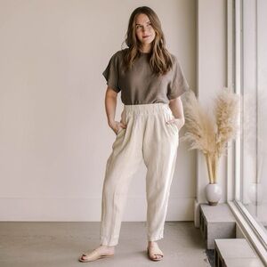 Black Crane Carpenter Pants in Off White Cloud S
